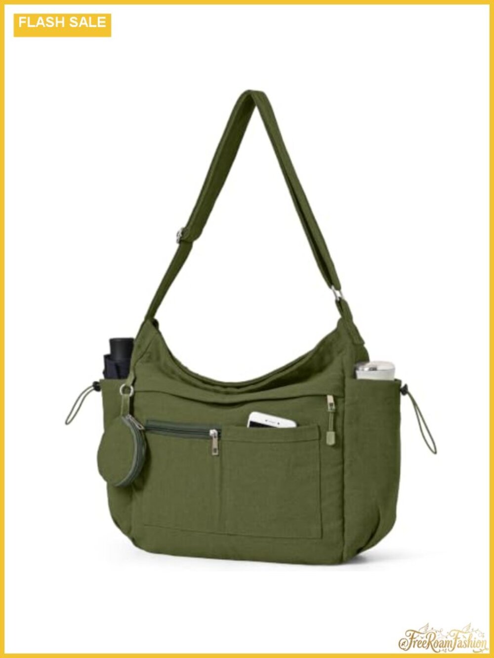 Canvas Hobo Crossbody Tote Bag with Coin Pouch Adjustable Strap